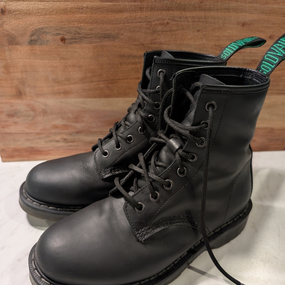 US Men's 8 UK Mens Solovair Derby Boots Black Greasy Excellent Condition